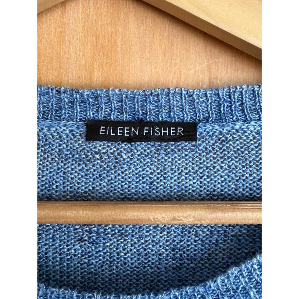 Eileen Fisher 100% Linen Long Sleeve Crewneck Sweater Size Small Heathered Blue - Picture 2 of 5